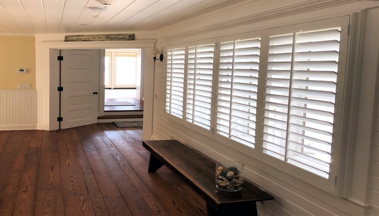 Faux wood plantation shutters in Denver